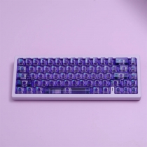 104+10 PC Crystal Purple Cyan Legends Semitransparent Backlit Cool Keycaps Set Screen Printing for Cherry MX Mechanical Keyboard